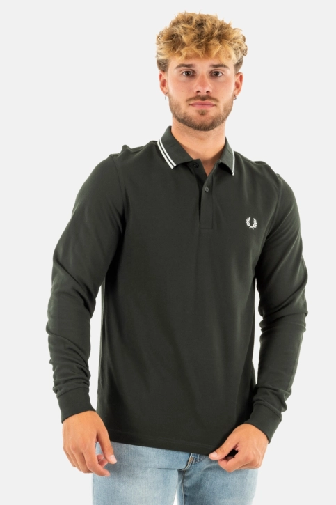 Polos manches longues fred perry m3636 t50 nightgreen/snwht