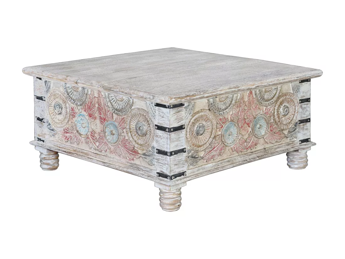 Table basse en manguier multicolore MULTICOLOR.Giner y Colomer.45x90x90