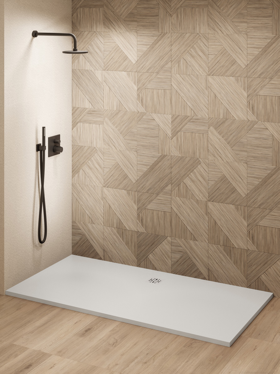 Saniclear Modo douchebak 200x100cm met stone finish wit