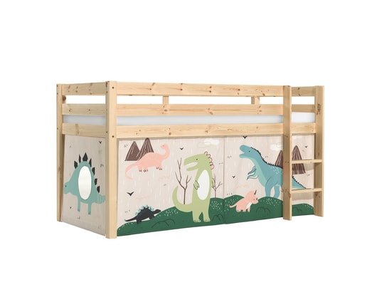 VIPACK - Lit mi-hauteur 90x200 sommier inclus housse dino pino - bois