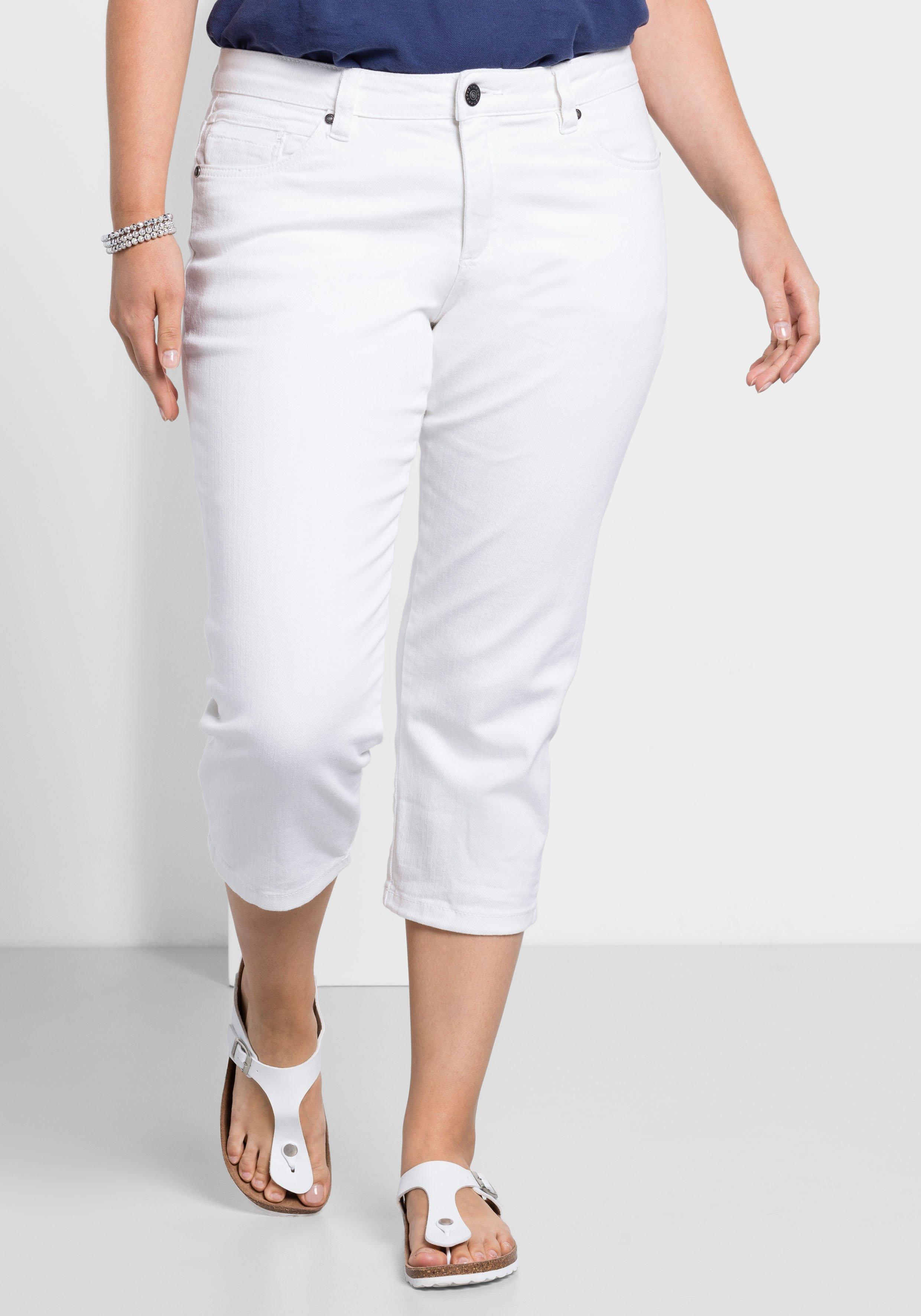 Caprijeans mit Used-Effekten