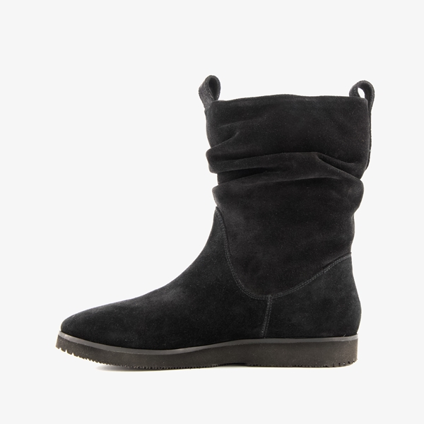 Hush Puppies suede dames enkellaarsjes zwart