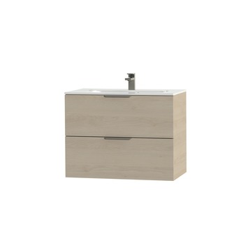 Tiger badkamermeubel Studio 80cm naturel eik/wit met platte RVS greep