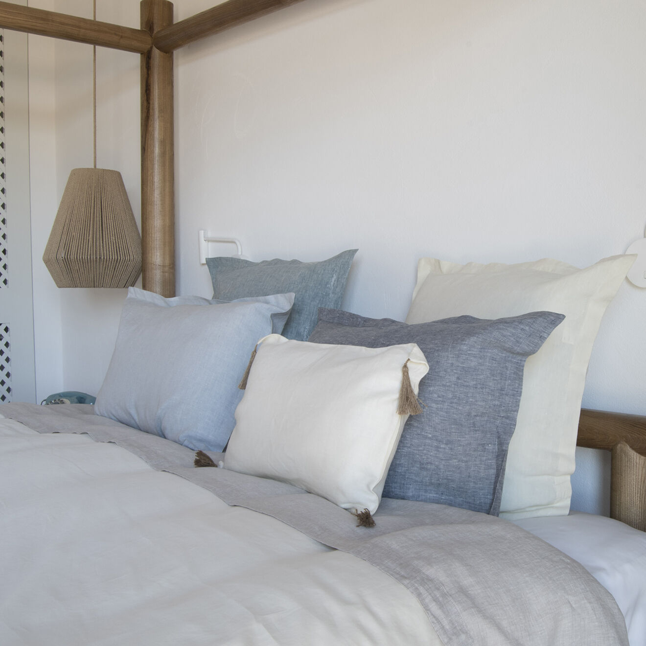 Febronie Home Taie d'oreiller 100% Lin Chambray Toscane vert