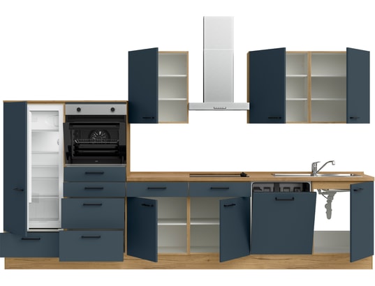 CONCEPT1 - Pack Cuisine Carena 360cm L12 Gauche Bleu fjord ultra-mat