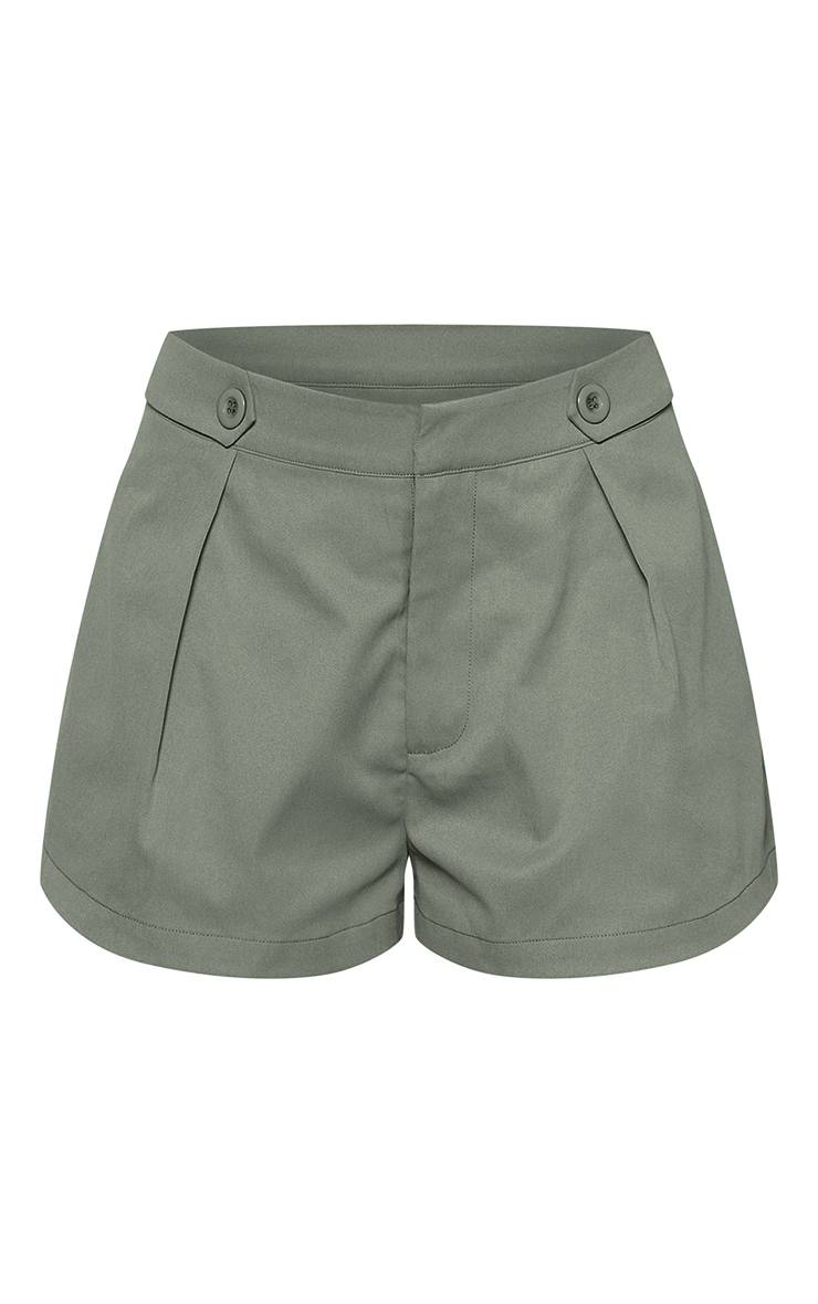 Kaki Short Taille Haute Avec Ceinture Utilitaire
