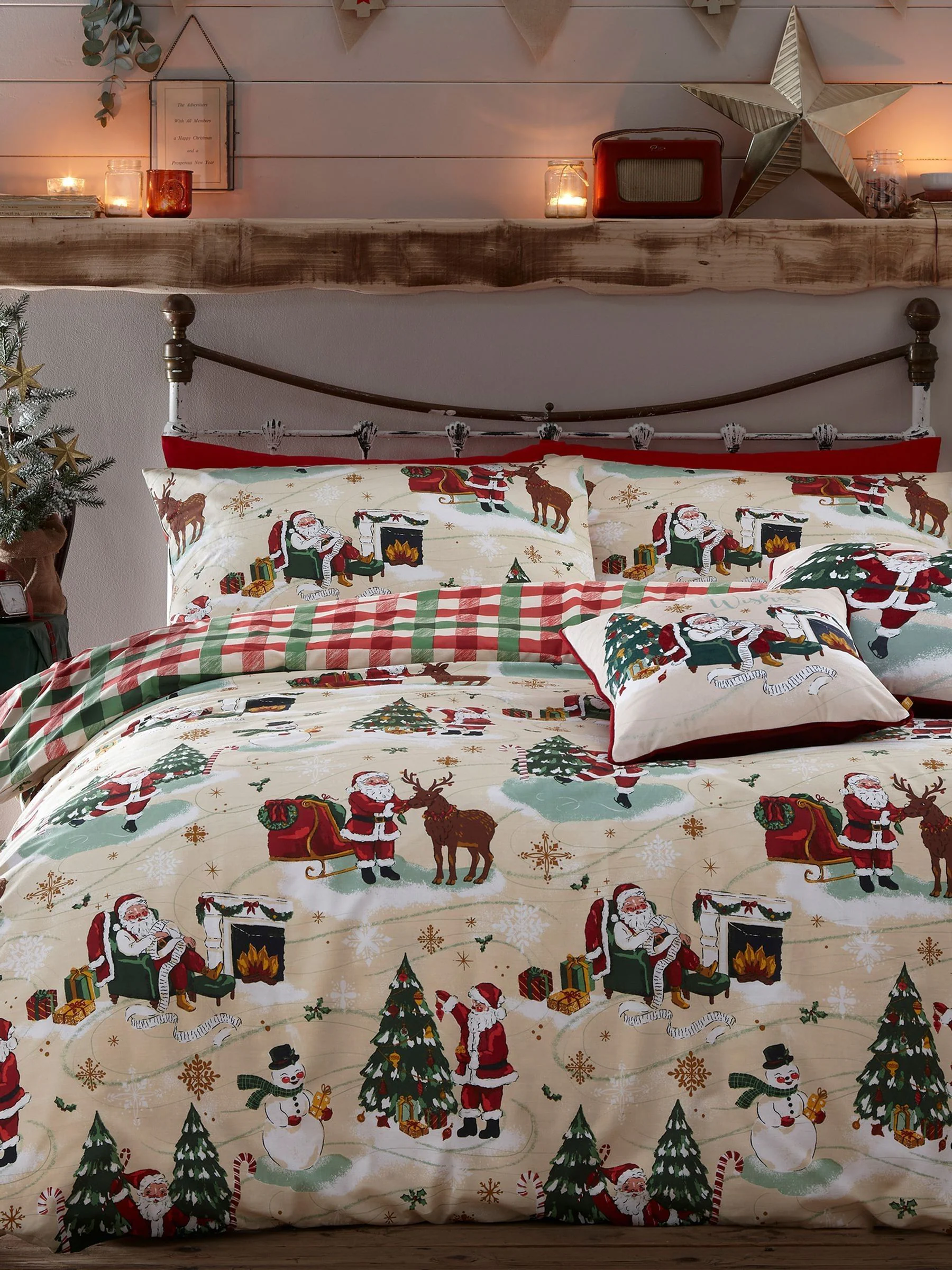 Furn Christmas Jolly Santa Reversible Duvet Cover and Pillowcase Set