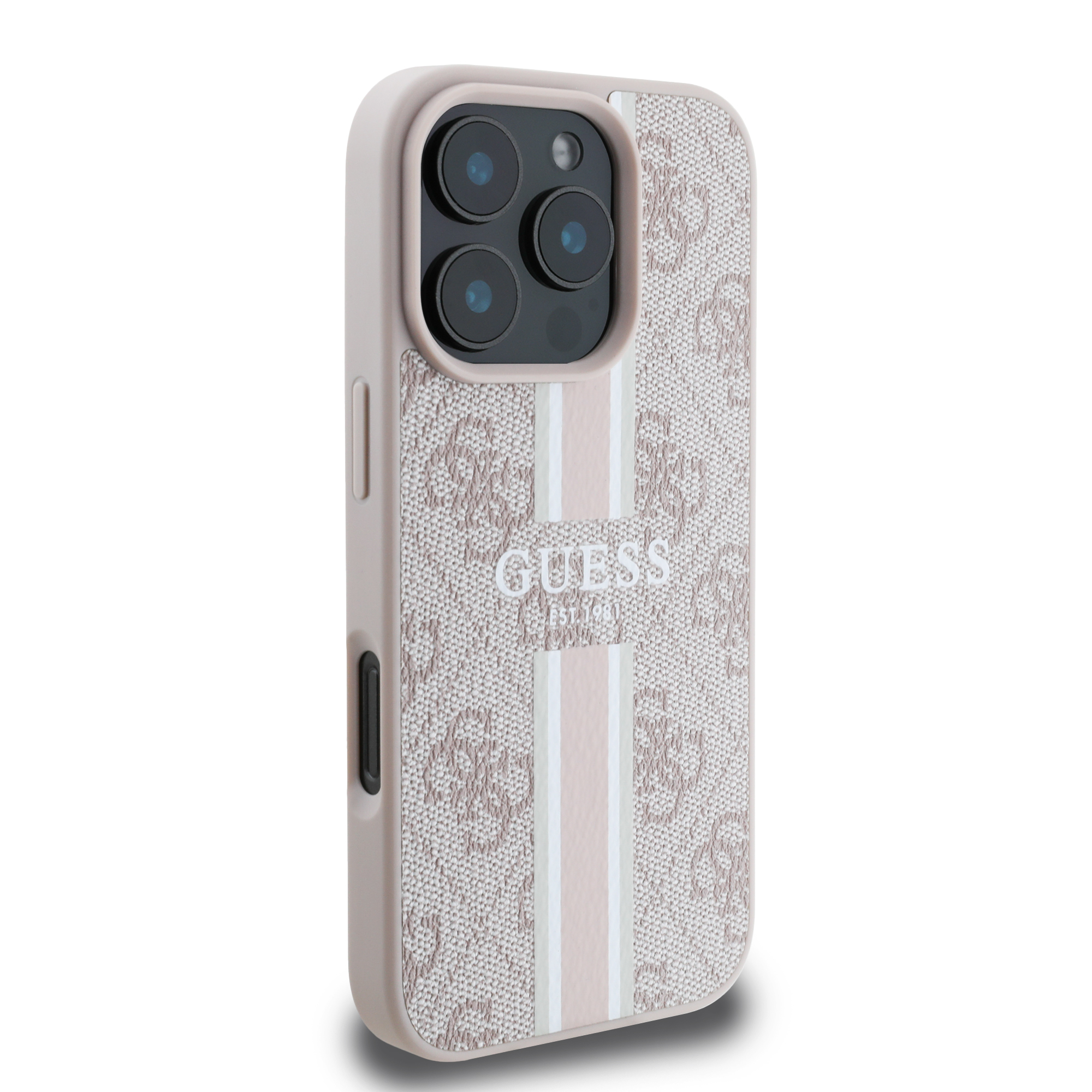 iPhone 16 Pro Max MagSafe Leder Hardcase Hülle 4G Printed Stripes (GUHMP16XP4RPSP) - Rosa