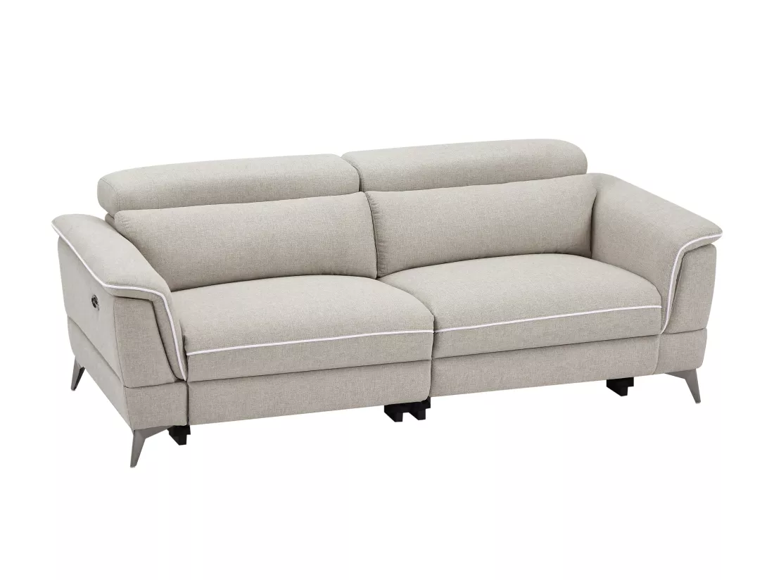 Canapé 3 places relax électrique en tissu beige MACARI