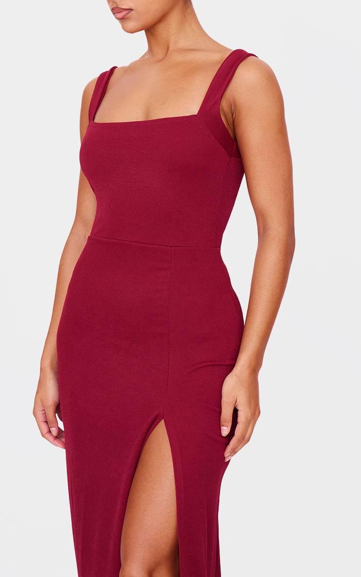 Rouge Bordeaux Robe Maxi À Encolure Carrée