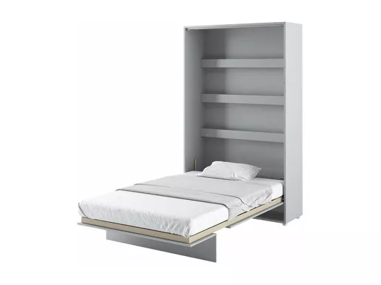 Lit escamotable vertical avec étagères gris mat Noby 90x200-Avec matelas