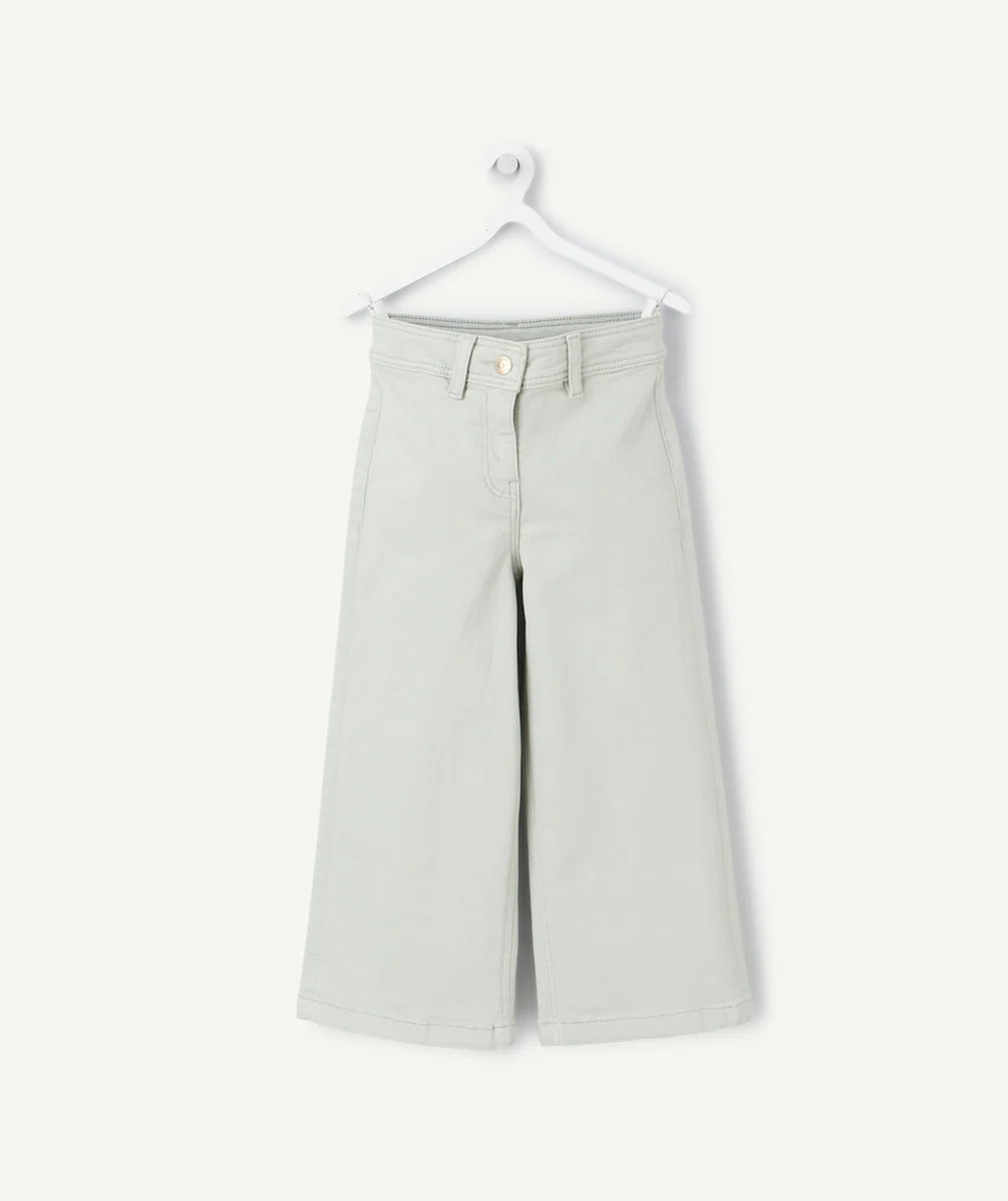 PANTALON LARGE FILLE EN FIBRES RECYCLÉES VERT PÂLE