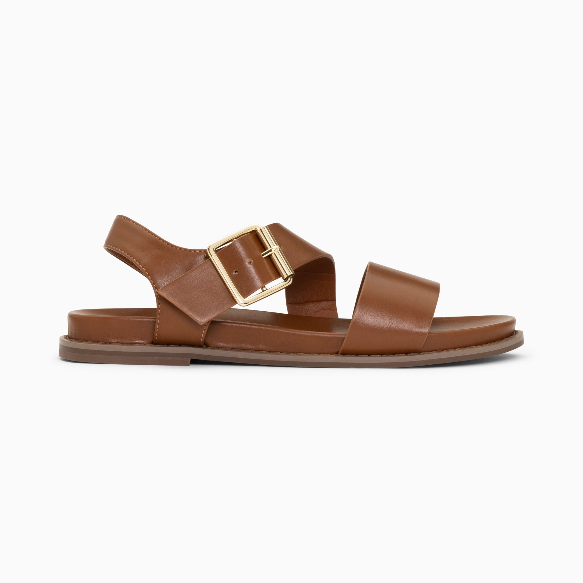 Sandales plates-Sandales plates Ameline camel à larges brides
