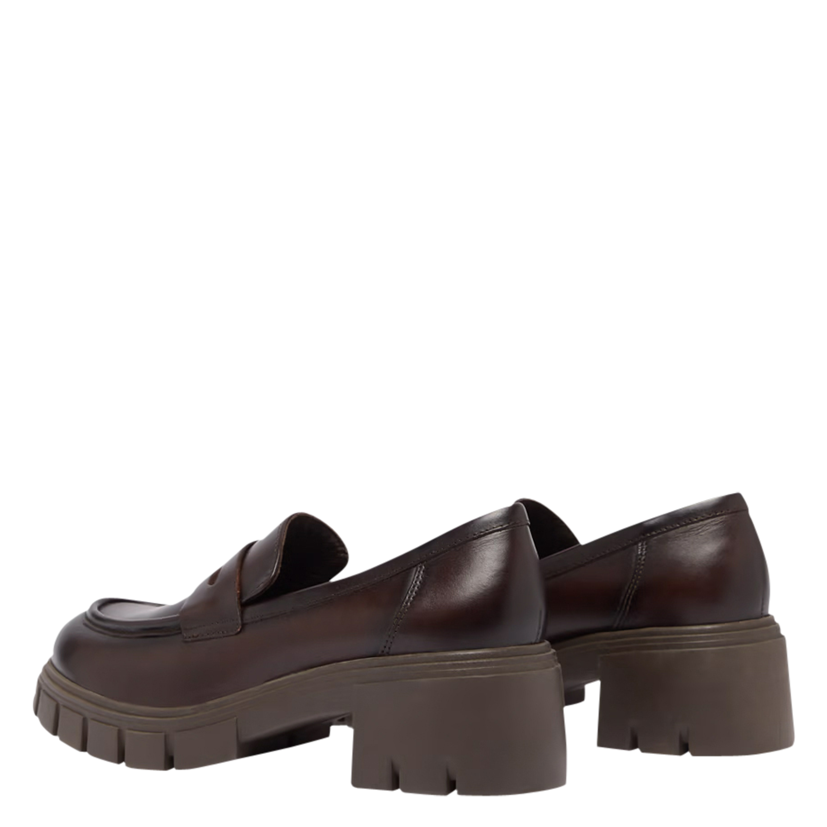 ARON - Mocassins crantés à talons en cuir| Marron