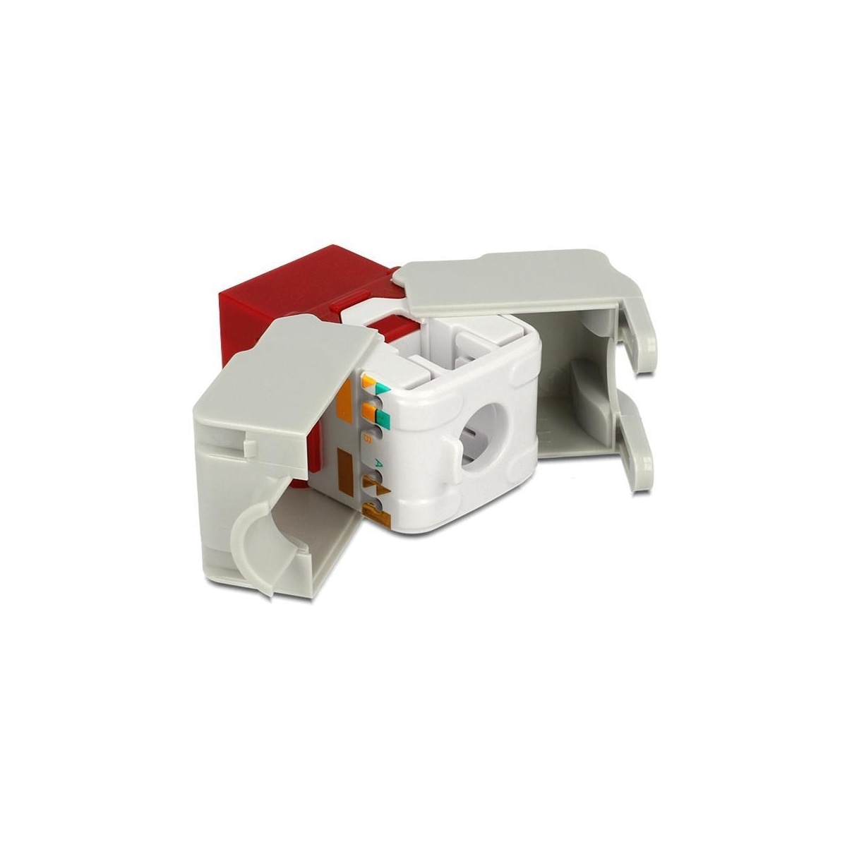 DeLOCK UTP Cat6 Keystone modul, RJ45 ho - LSA Cat6, Tool-free röd/gr?