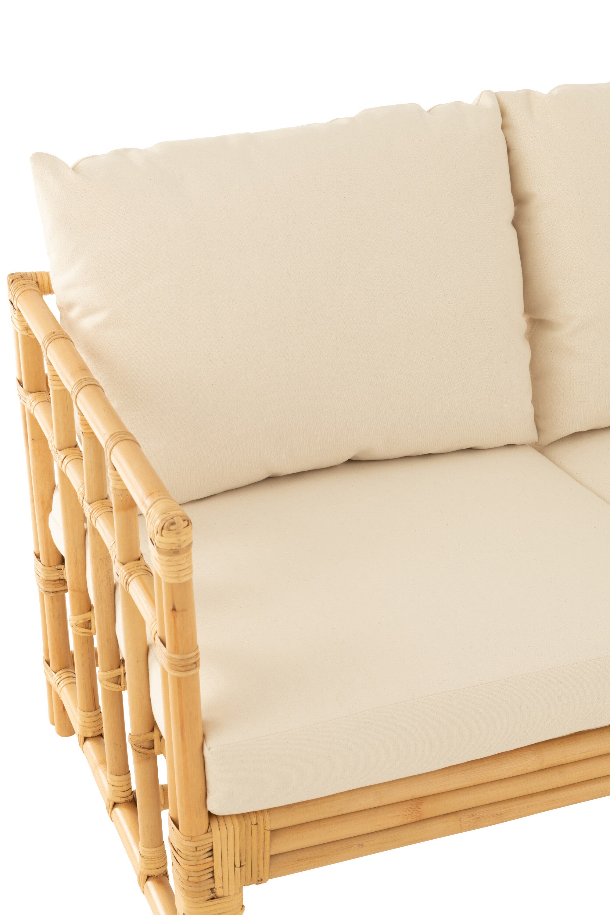 J-Line sofa Elise + kussen 2 Personen - rotan|textiel - naturel|wit