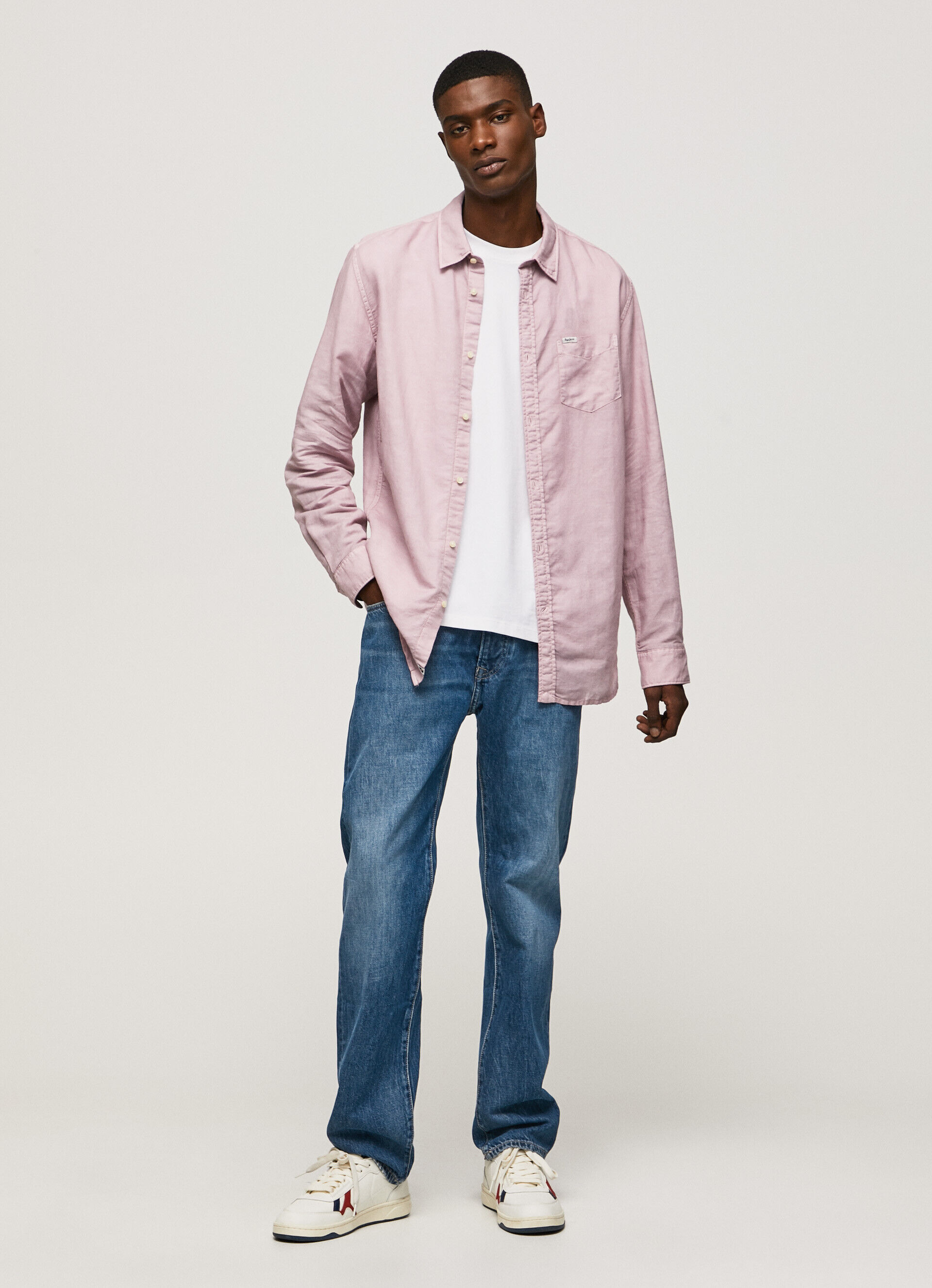 Camisa de linho de manga comprida Parker - rosa claro