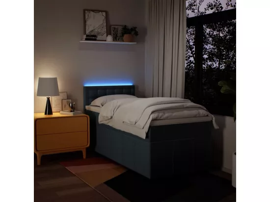 Sommier à lattes de lit avec matelas Bleu 90x190 cm Tissu