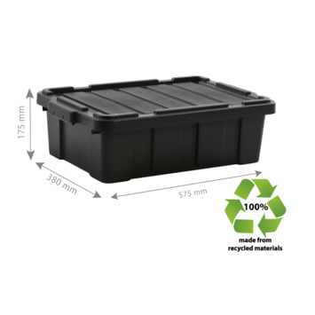 Iris Powerbox Robuust Opbergbox - 25L - 100% Recycled Kunststof - Zwart - Set van 3