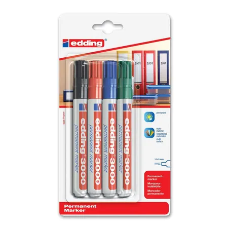 edding 3000 Permanentmarker, 1.5-3mm, 4er Set