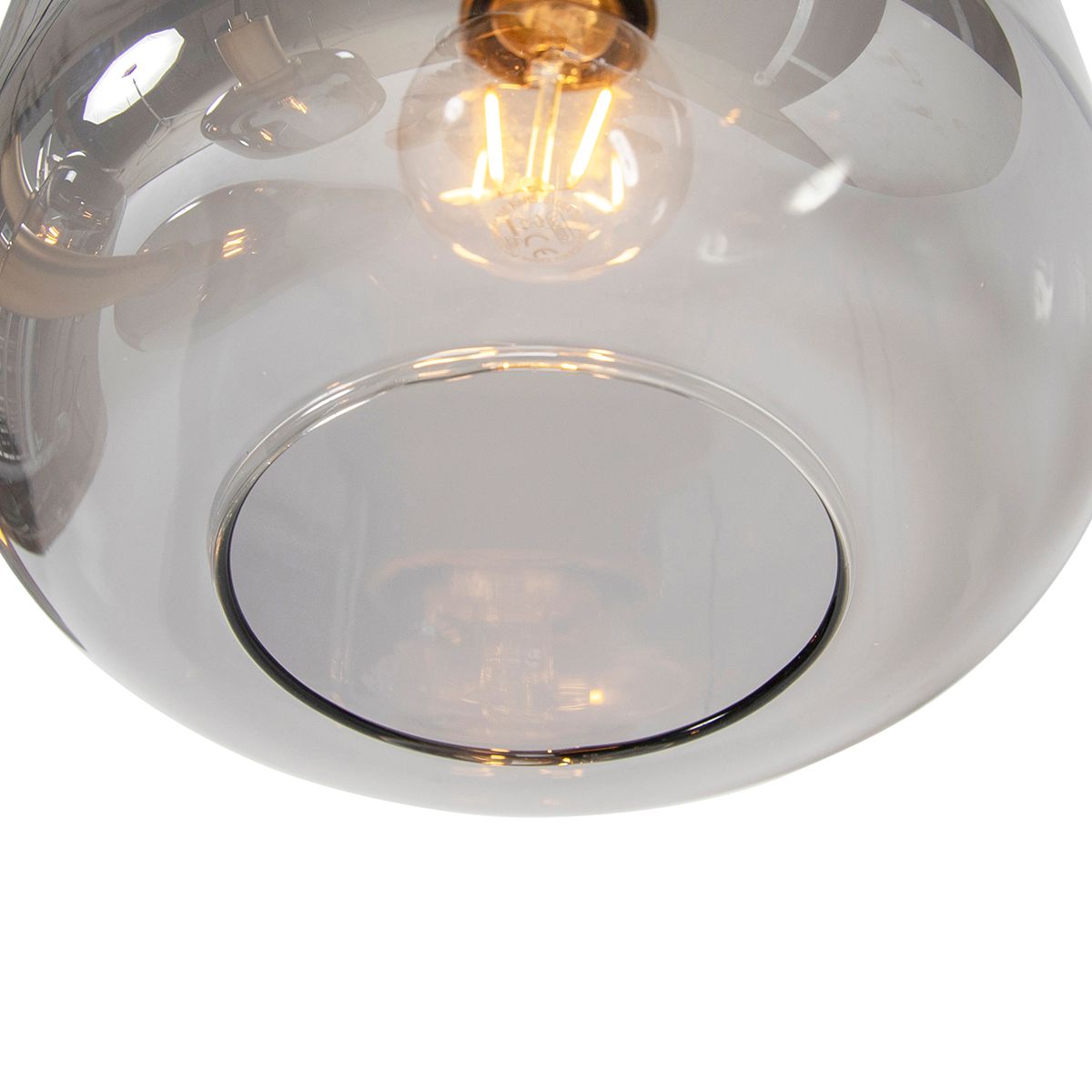 Hanglamp zwart met goud met smoke glas 5-lichts - Zuzanna