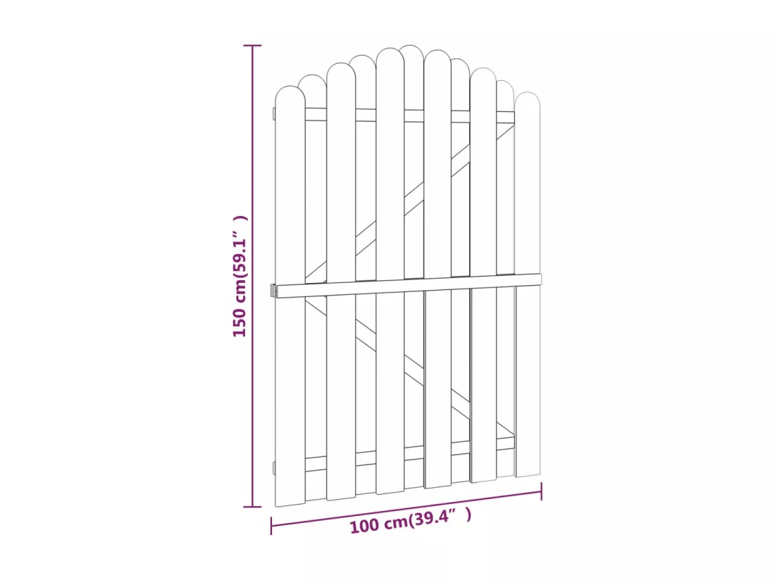 Portail de jardin Bois de pin imprégné 100x150 cm