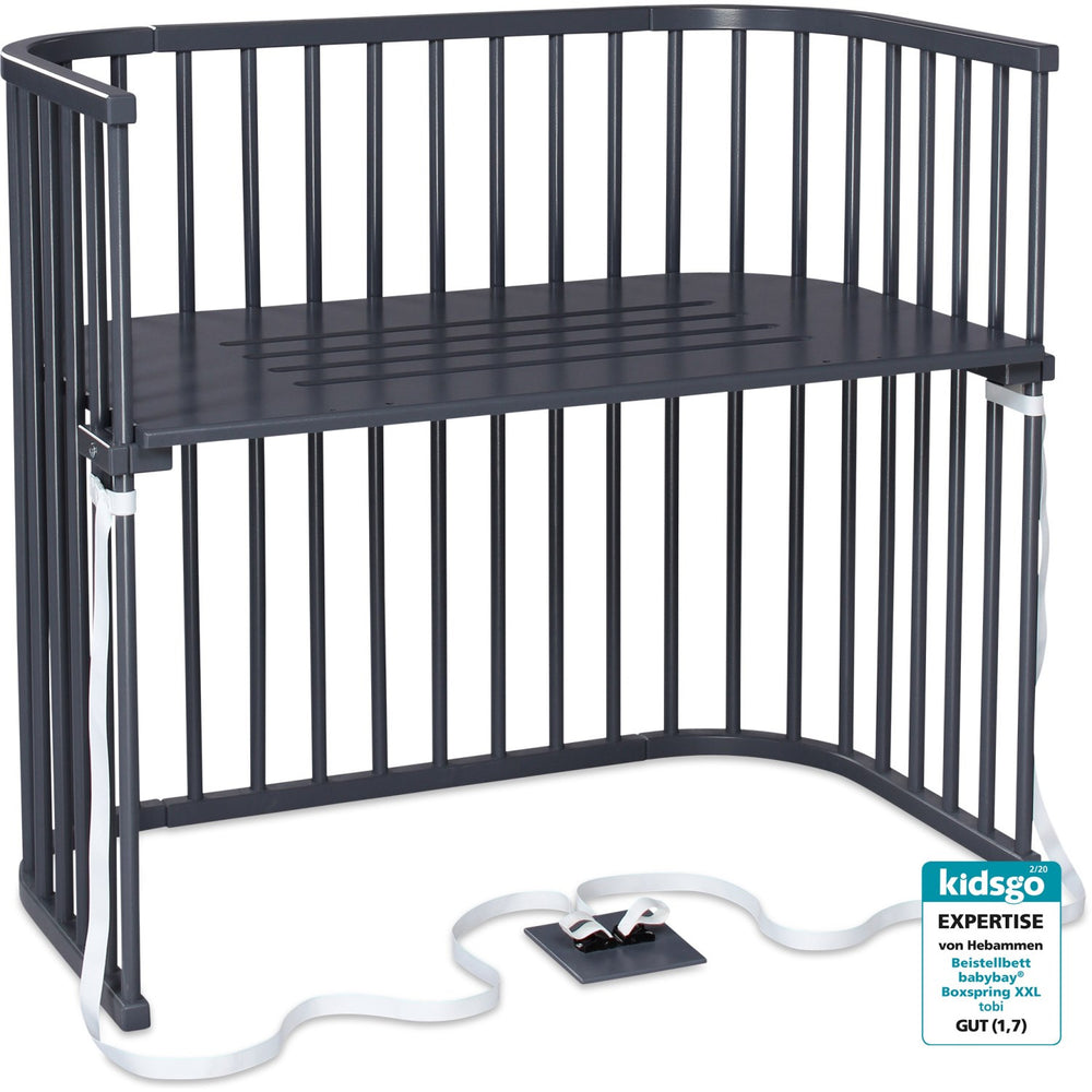 Køb babybay® Bedside Crib Grå Varnished Boxspring Xxl Co-Sleeper Babyseng