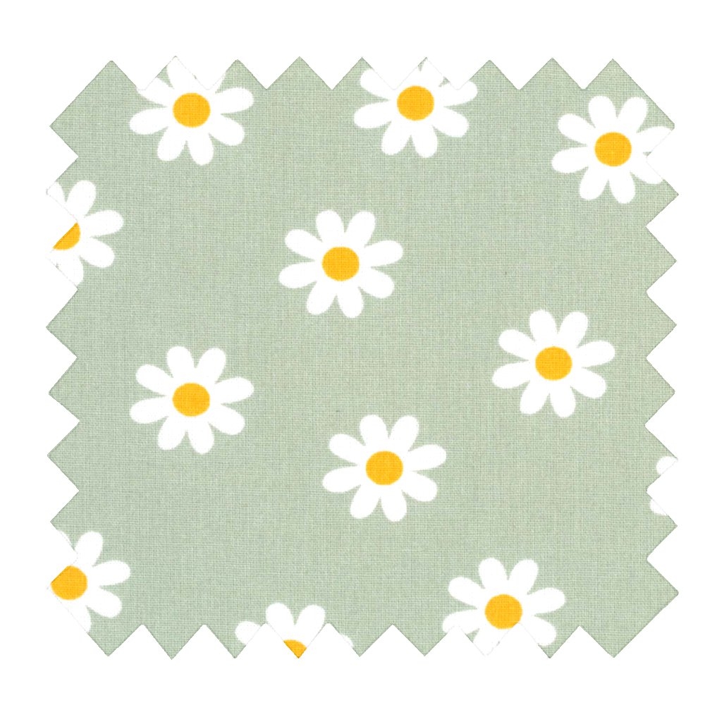 Tissu Coton Au Mètre Ex2502 Marguerites Menthe