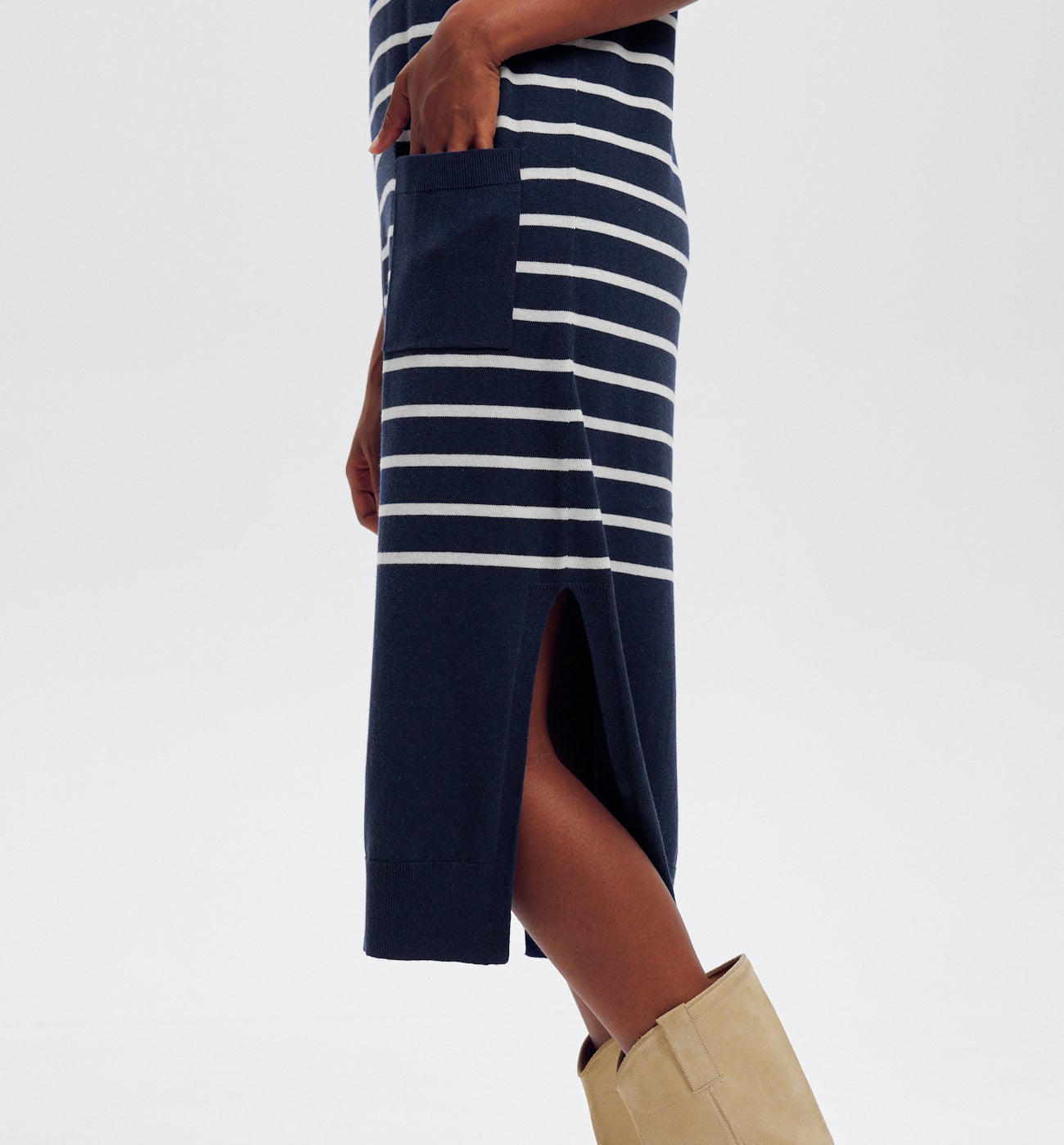 Robe marinière en tricot - Rayé marine