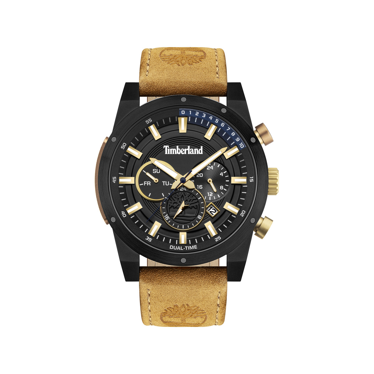 Montre Timberland homme acier cuir marron