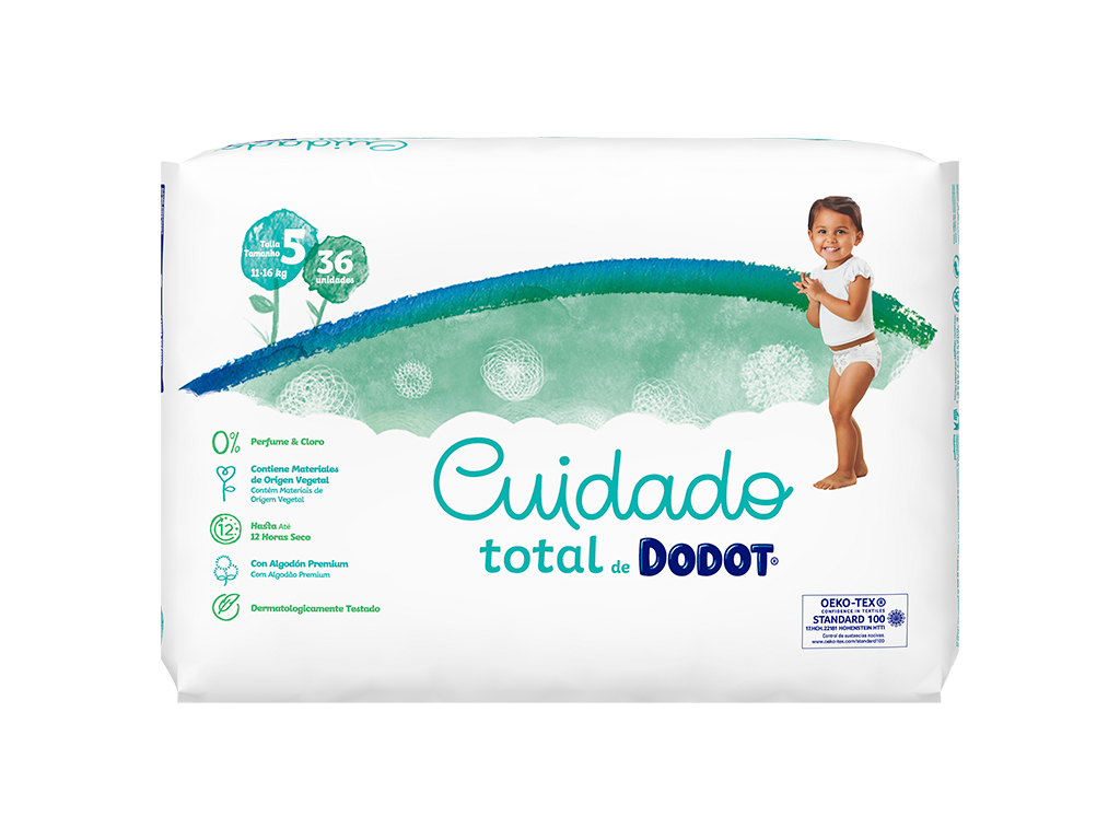 FRALDAS DODOT CUIDADO TOTAL T5 11-16KG 36 UN