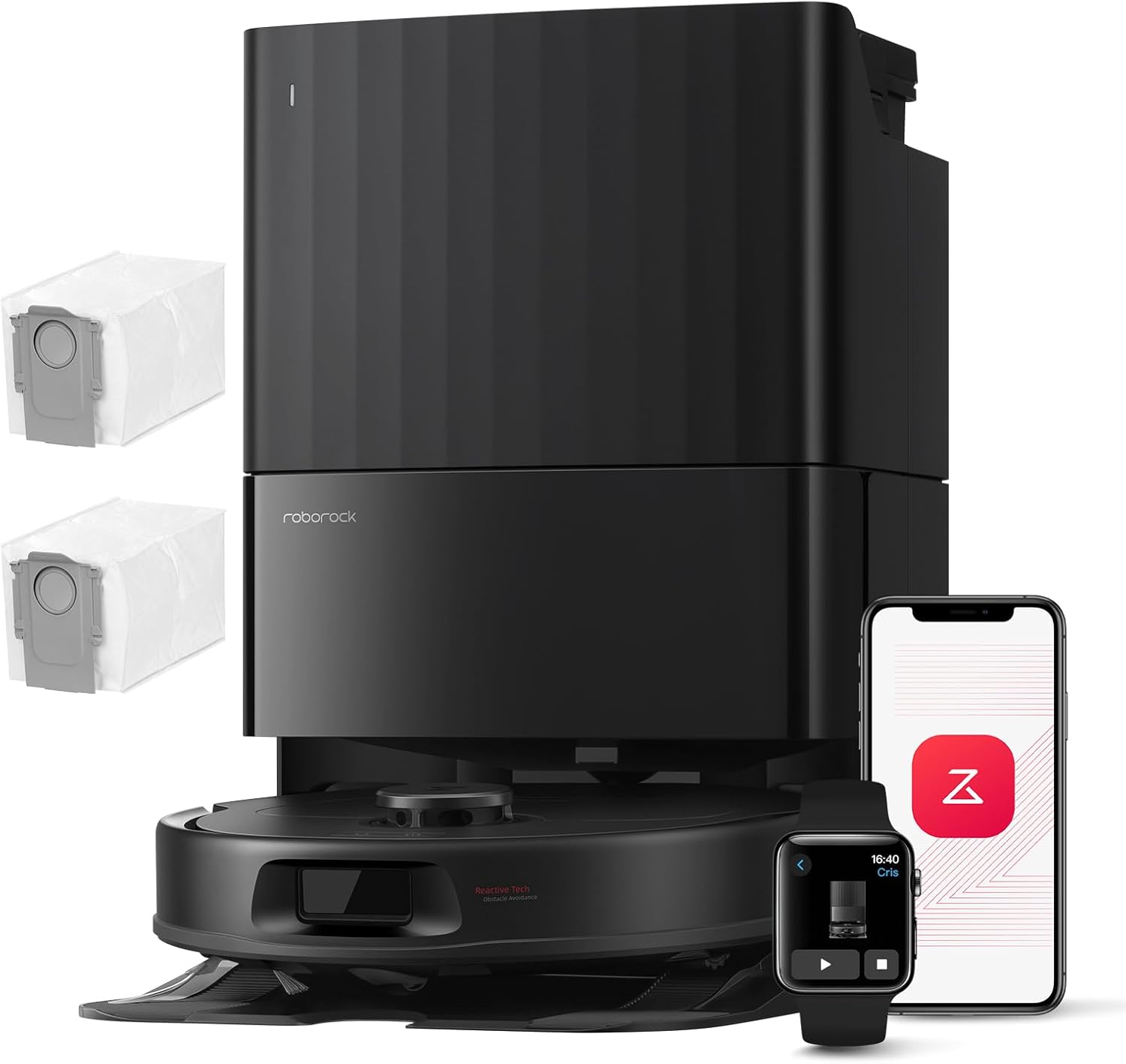 roborock Qrevo Serie Saugroboter mit Wischfunktion, 8000Pa Saugkraft(verbessert von Qrevo S), Anti-Verfilzungs-Seitenbürste, Hindernisvermeidung, LiDAR-Navigation, All-in-One Dock,Schwarz(QV 35A Set)