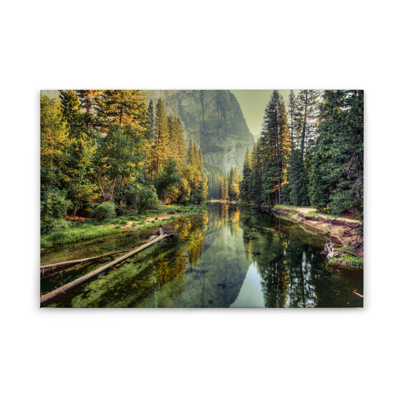 Leinwandbild LANDSCHAFT AM SEE - grün - 90x60 cm Leinwand mit Landschaft am See