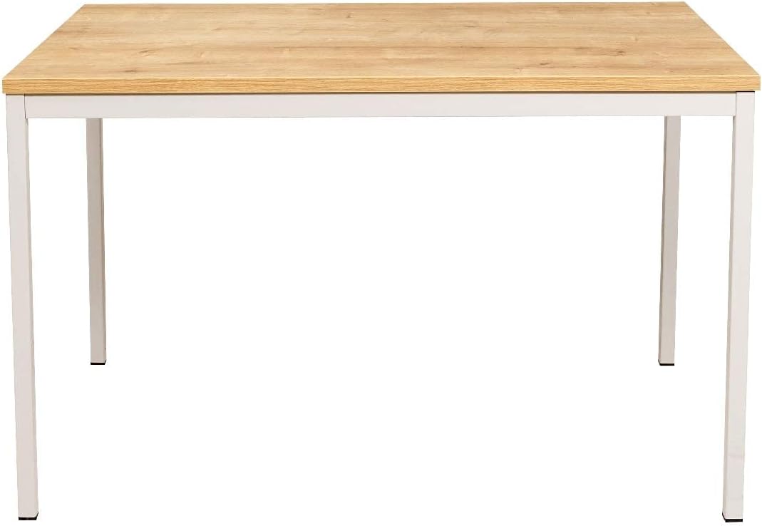 furni24 Schreibtisch-Stahl 140x70x75cm, Eiche, TÜV/GS-Einfache Montage, Arbeitstisch, Bürotisch, Küchentisch, Esstisch, Druckertisch Büro-Möbel Arbeitszimmer Computertisch Gaming-Tisch Mehrzwecktisch