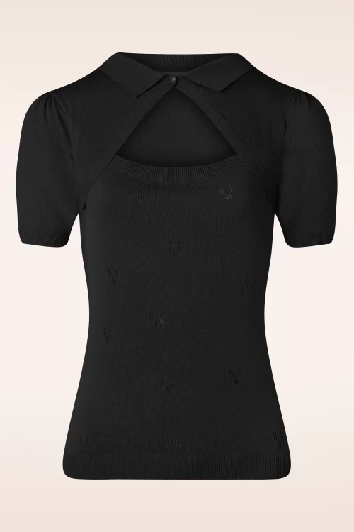 Banned Retro Beth Gebreide Top in Zwart
