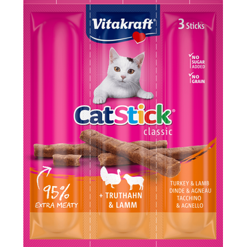 Vitakraft Cat Stick Classic Kalkoen en Lam 3 Stuks 18 g