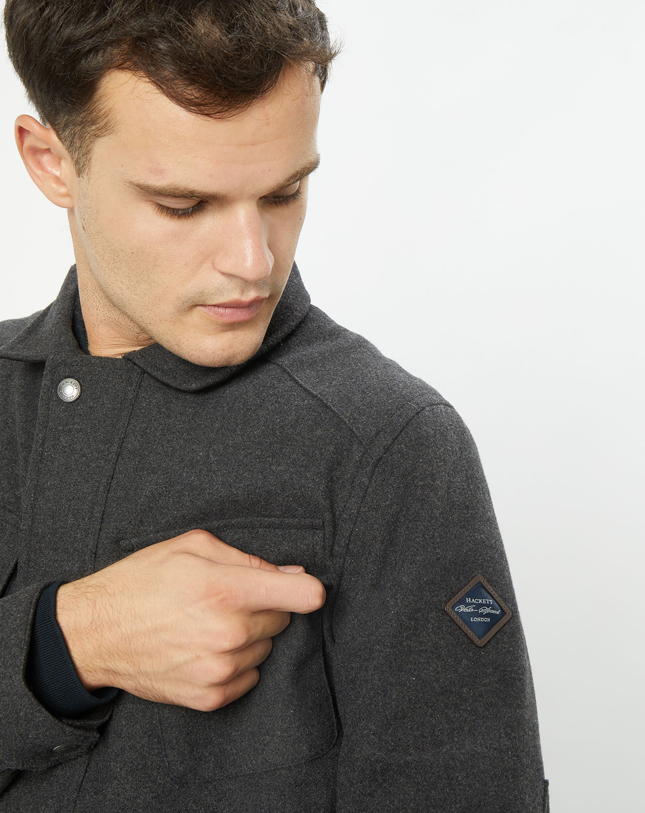 Hackett London Parka de ville en Laine mélangée Velo grise