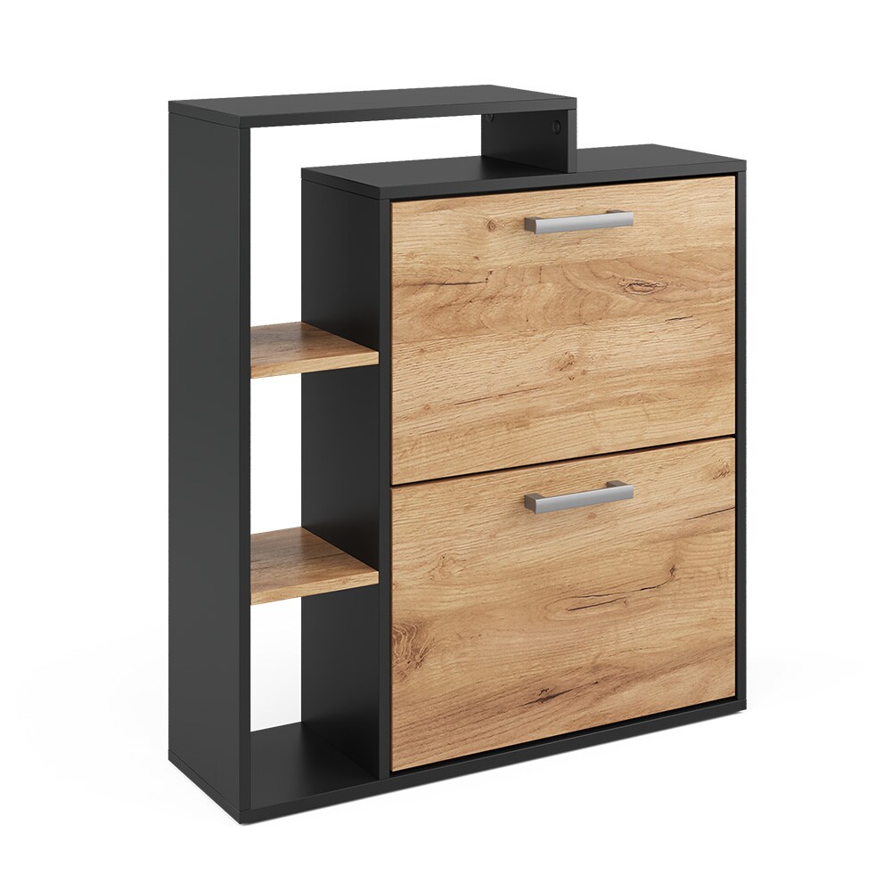 Vicco Schuhkipper Schuhregal Schuhschrank Orlando Eiche Anthrazit 80x90 modern Flur Schrank Flurregal Schuhorganizer Schuhablage Flurmöbel Schranktür Schrankfach Ablage Aufbewahrung Schuhtrommel
