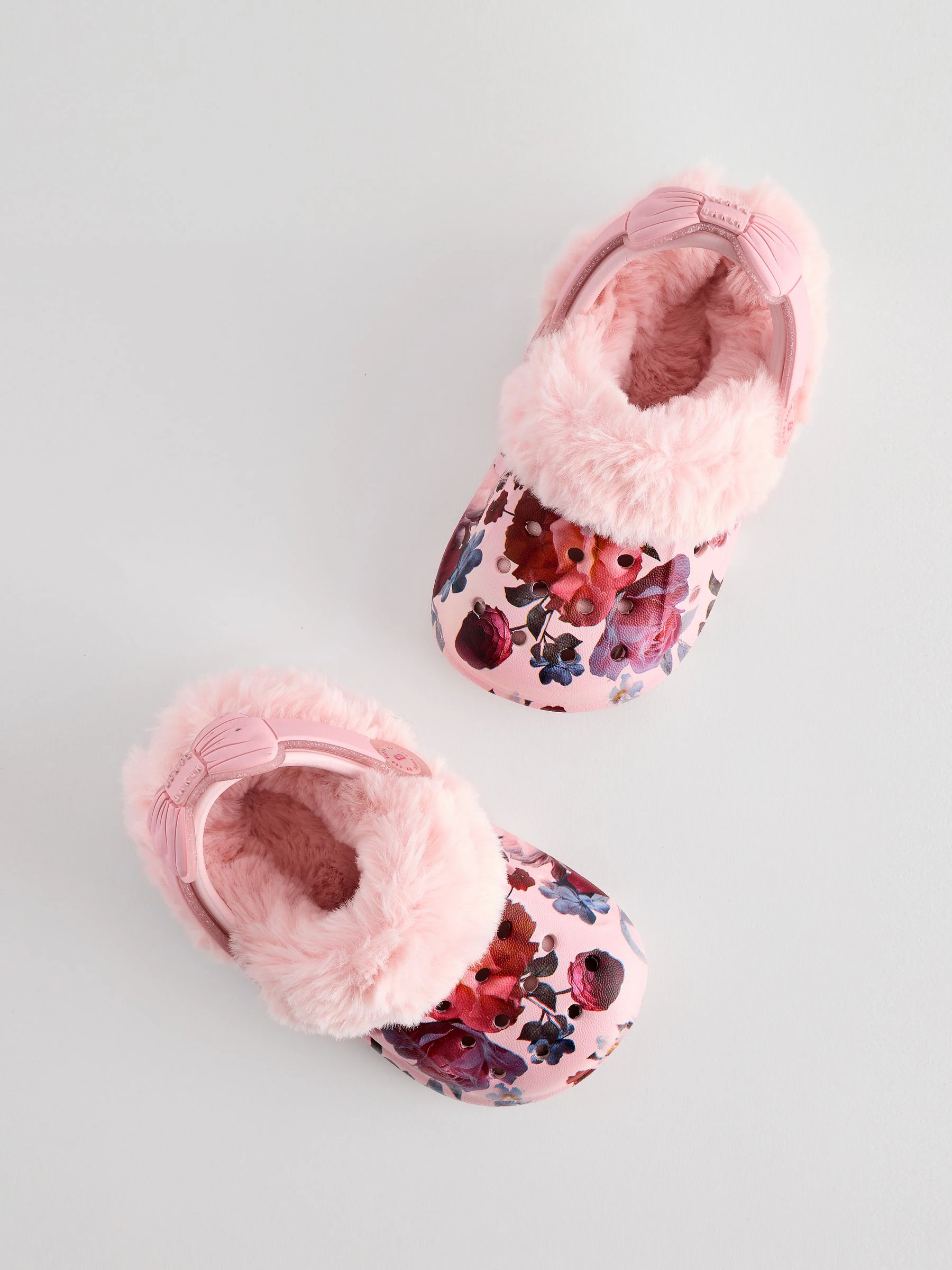 Roze bloemen - Baker By Ted Baker met borg gevoerde klomppantoffels