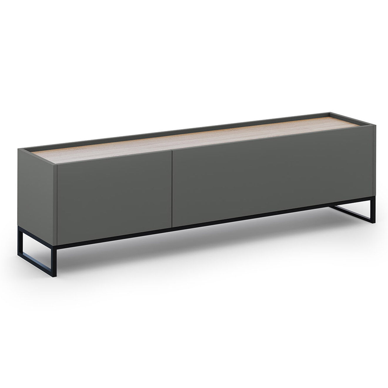 Windsor & Co Meuble TV Helene gris/chêne naturel - 180x40x50 cm