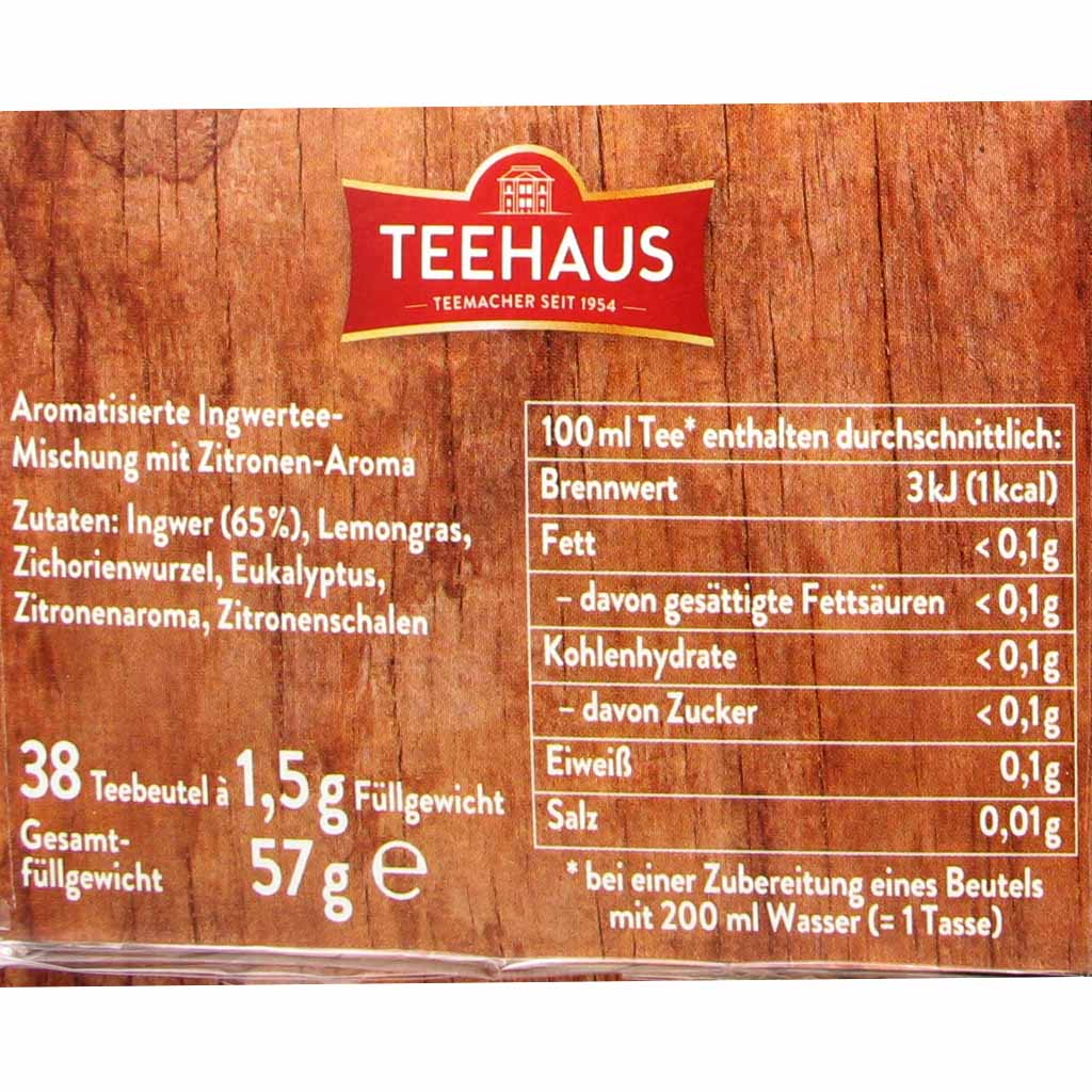 Teehaus Teemischung Ingwer Zitrone 38x1,5g=57g MHD:30.10.27