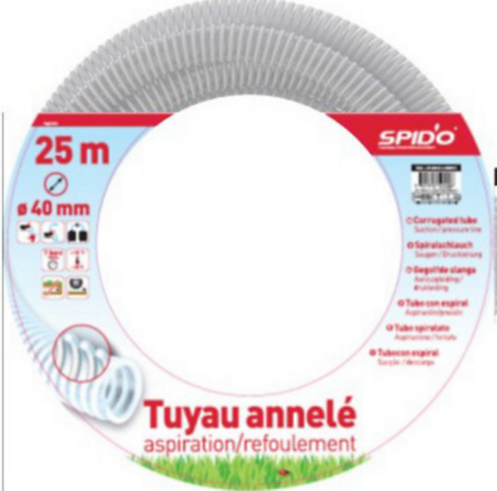 Tuyau annelé flexible diam.40 mm, L.25 m