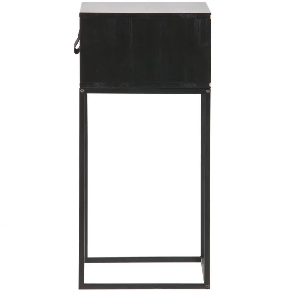 WOOOD Zola Nachtkastje Met Lade - Grenen Geborsteld - Zwart - 74x40x35