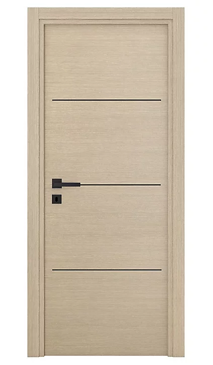 Bloc-porte Triaconta bois naturel insert noir H.204 x l.83 cm, poussant droit