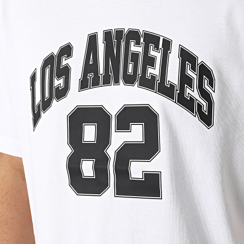 Tee Shirt Oversize Large College Los Angeles Blanc Noir