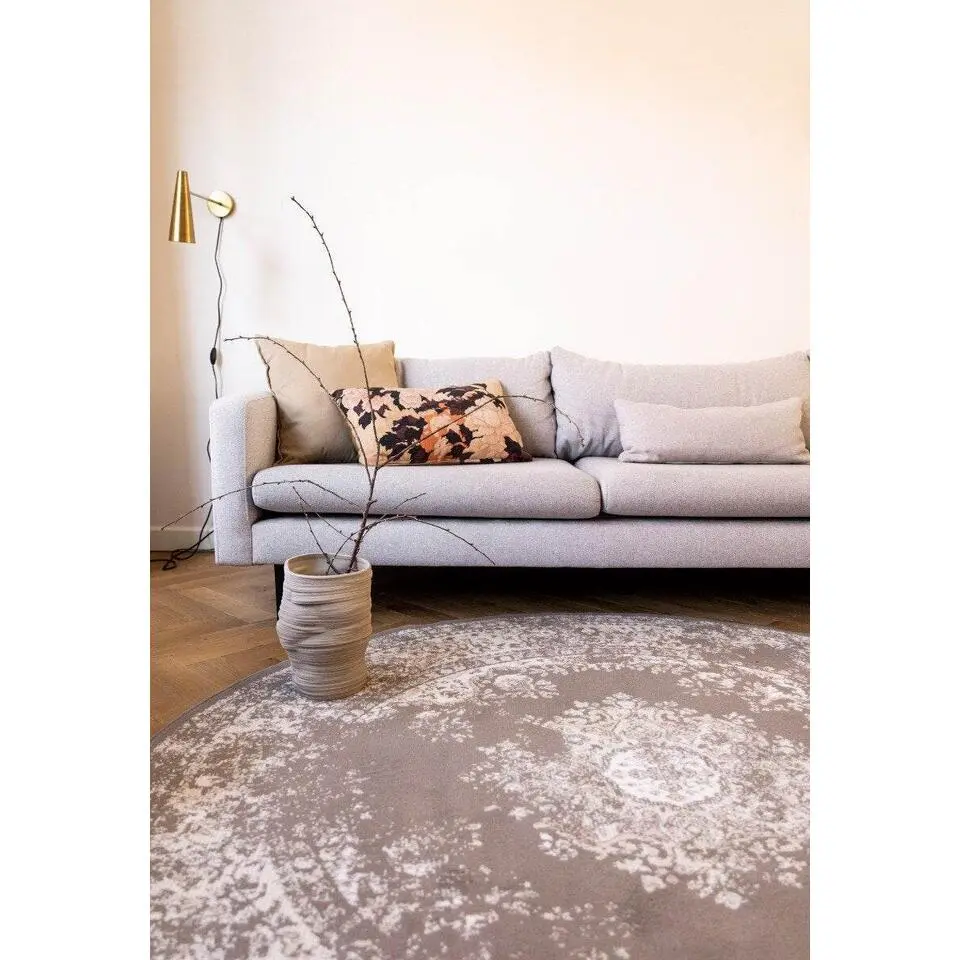 Interieur05 rond vloerkleed Keshan taupe/bruin - 160 x 160 cm