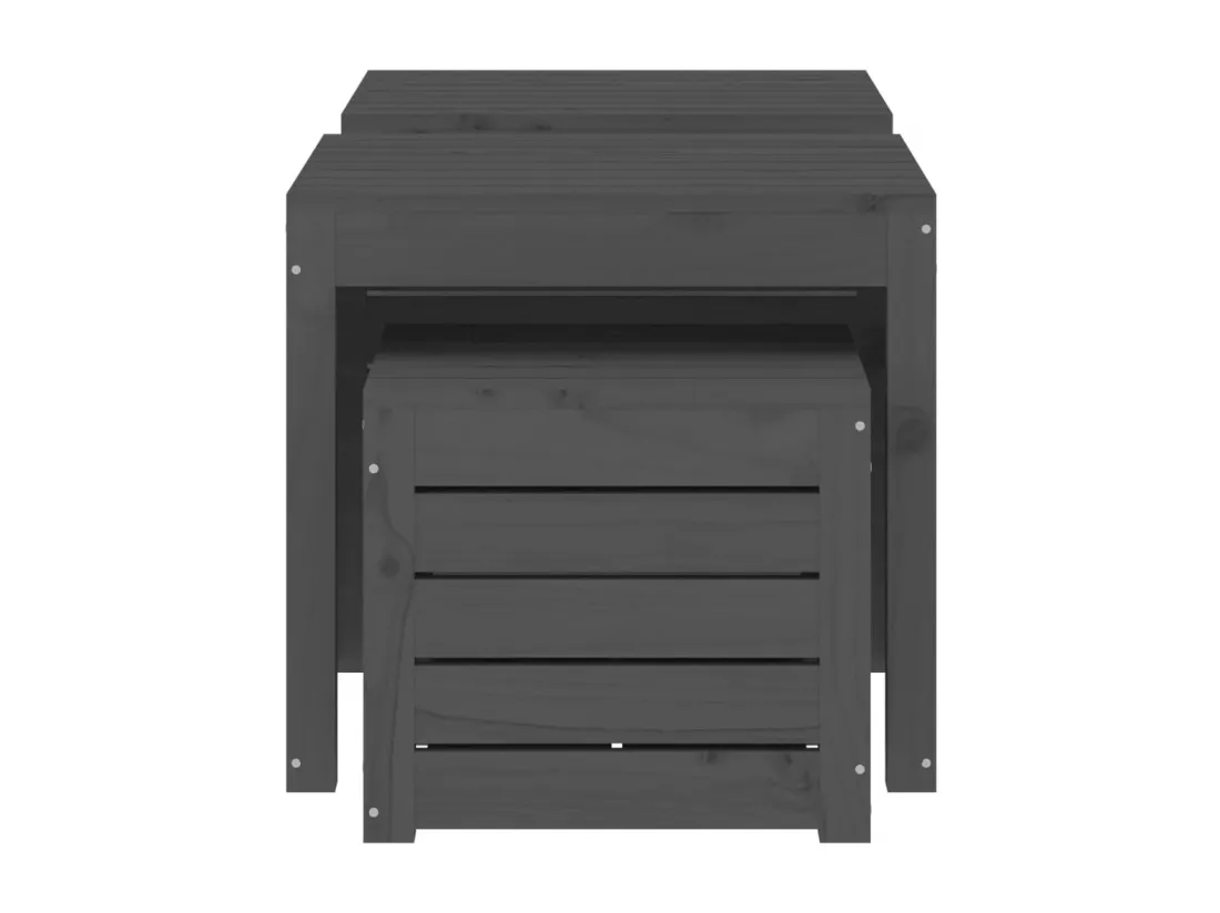 Ensemble de boîtes de jardin 3 pcs gris bois de pin massif
