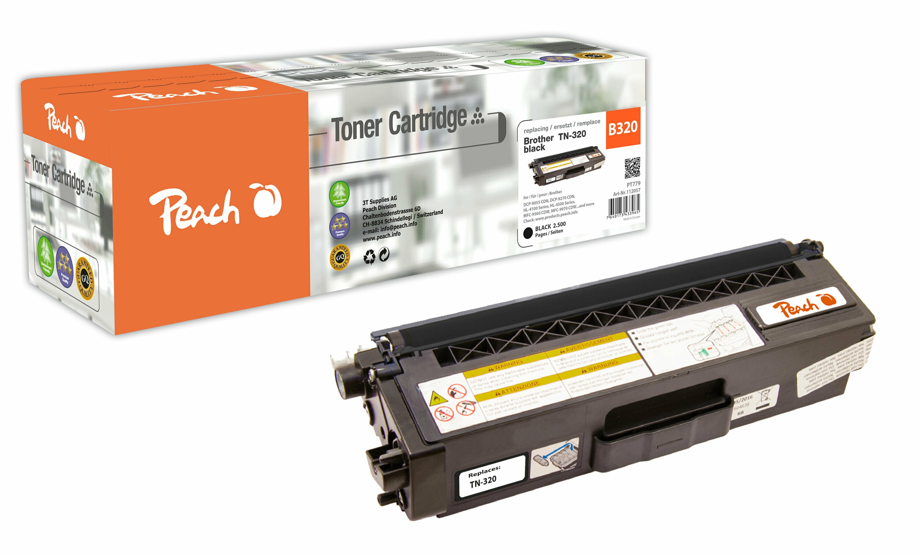 Peach B320 BK Toner bk ersetzt Brother TN-320BK für z.B. Brother DCP -9055 CDN, Brother DCP -9270 CDN, Brother HL -4100, Brother HL -4140 CN (wiederaufbereitet)