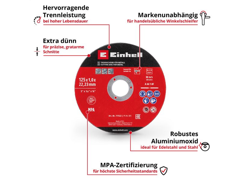 Einhell 5 Trennscheiben 125 mm 5 Trennscheiben
