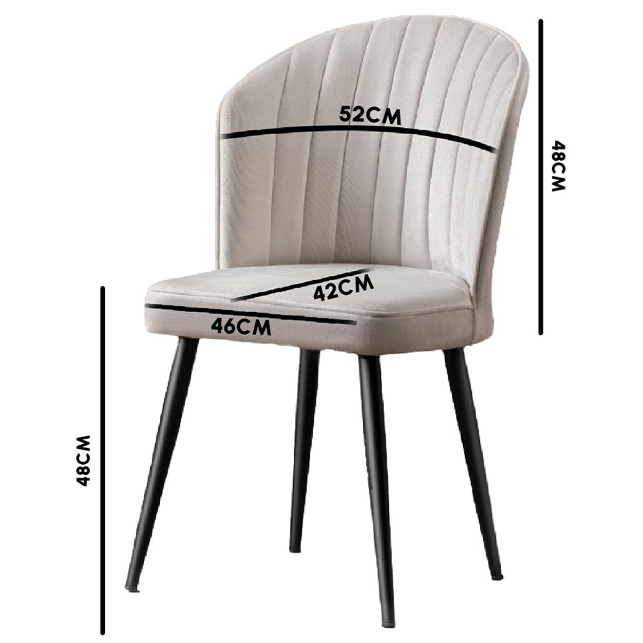 Homitis 4 Chaises Rubi jaune/noir - 52x85x42 cm